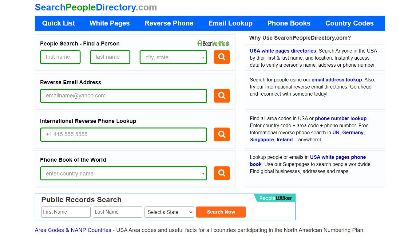 Search People, Reverse Phone, Email Lookup, Area Codes